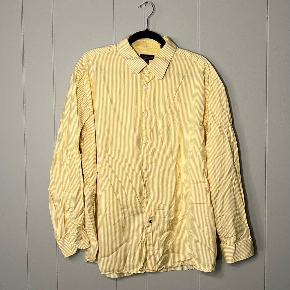 Ben Sherman Yellow Striped Long Sleeve Button Up EUC Sz 18/XXL